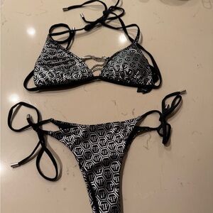 Philipp Plein Monochrome Geometric Bikini